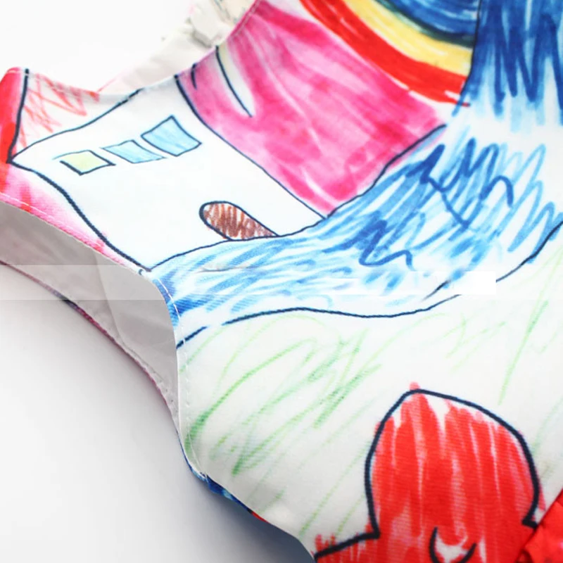Colorful Girl Dress 2018 Summer Princess Designer Character Painting Kids Dresses for Girls Clothes Vetement Fille | Детская одежда и
