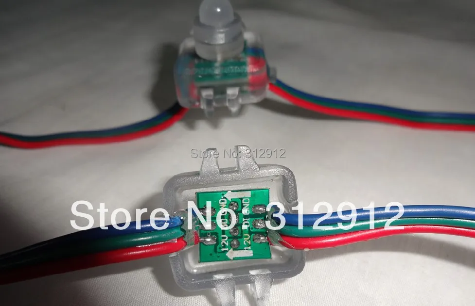

100pcs DC12V input WS2811 LED pixel light,with RGB wire,IP68 rated;epoxy resin filled