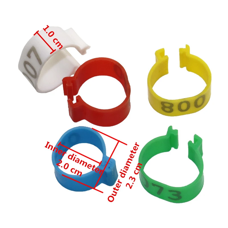 Пластиковые кольца с пряжкой открытого типа для курицы утки гуся 5 цветов