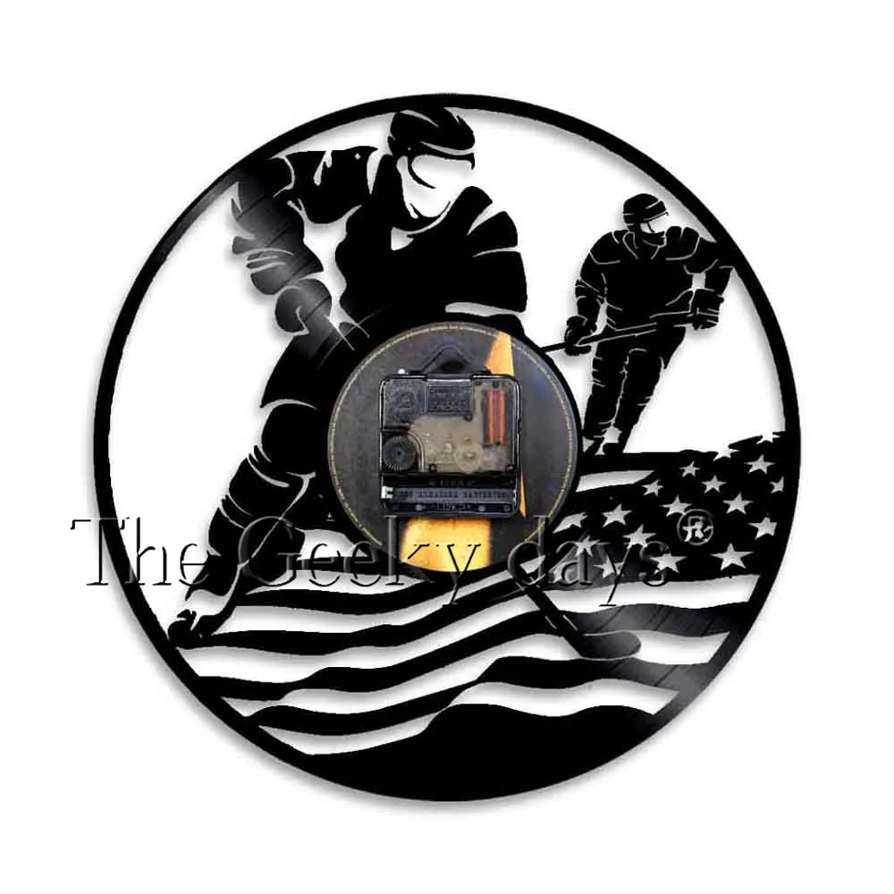 Хоккейные настенные часы спортивные Вратари винтажные виниловые с американским