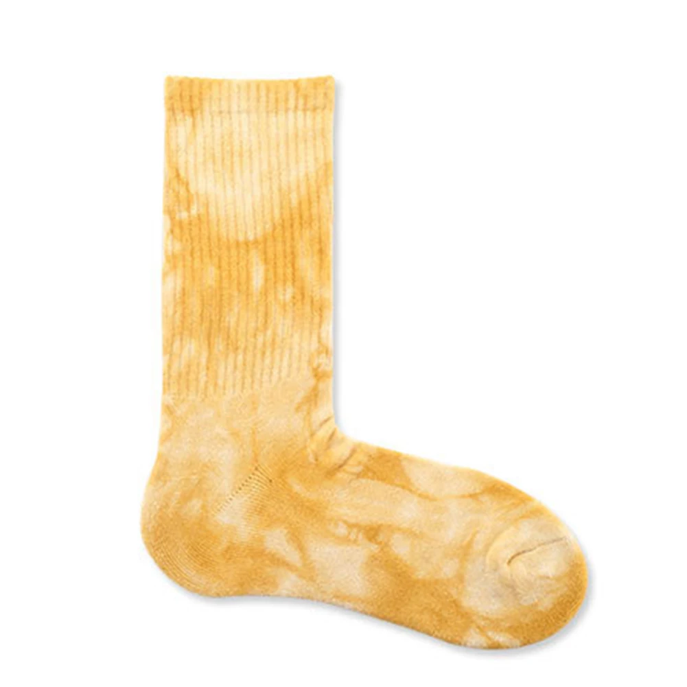 Men Unisex Novelty Colorful Tie-dyeing Skateboard Socks.Cotton Harajuku Hiphop Socks Sox Ethnic Couple Long Sock Meias - Цвет: Цвет: желтый