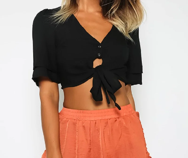 

2017 Женская блузка с глубоким v-образным вырезом, женская блузка на шнуровке, сексуальные короткие Короткие топы