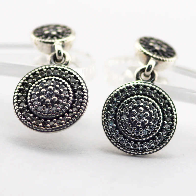 Подлинное 925 пробы Серебряные серьги Сияющий элегантность Длинные Висячие для