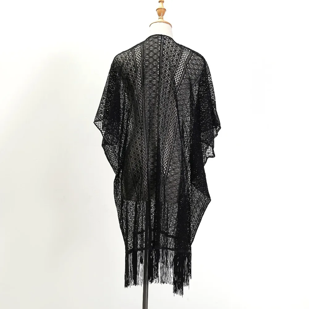 

ZSyearth Black Scarf Long Tassel Summer Shawl 2019 New Fashion Pashmina Poncho Thin Smock Capes Hollow Scarves desigual