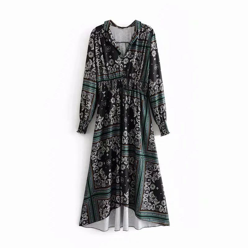 Женское винтажное длинное платье с цветочным принтом женское шикарное