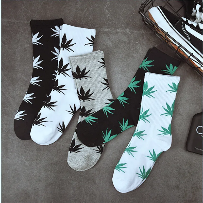 Однотонные мужские носки женские Носки с рисунком кленового листа теплые и