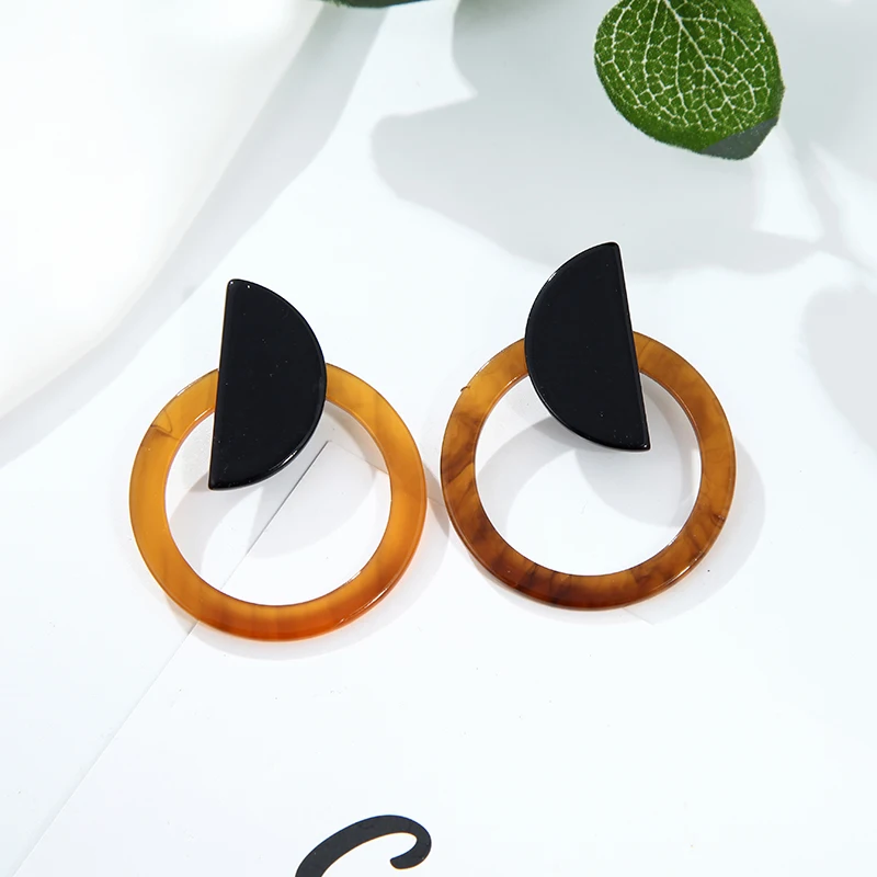 Женские Геометрические серьги в Корейском стиле акриловые с леопардовым