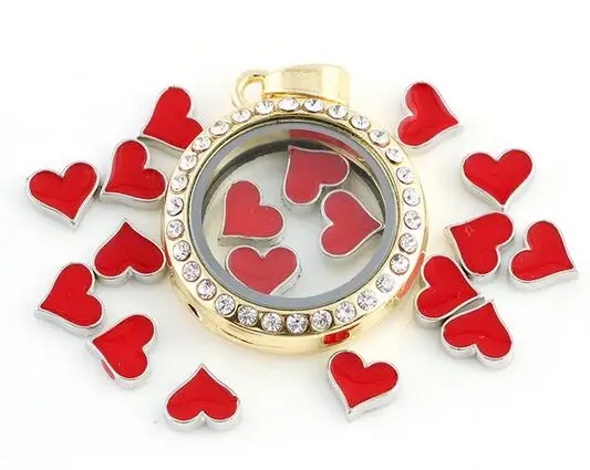 20 шт./лот красное покерное сердце сделай сам плавающий медальон из сплава