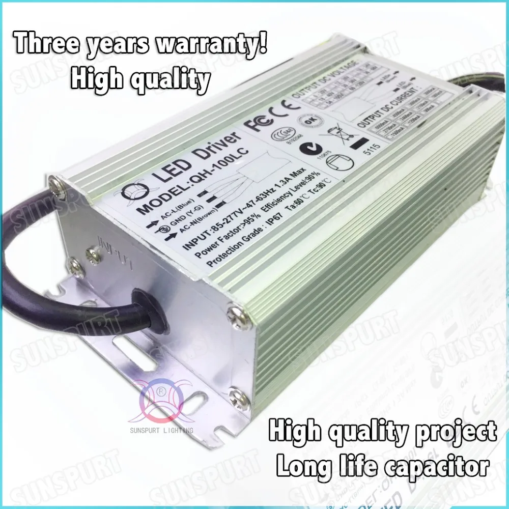 2 шт. по EMC LVD IP67 100 Вт AC85-277V светодиодный драйвер 6-10x10B 3000mA DC18-34V постоянного тока
