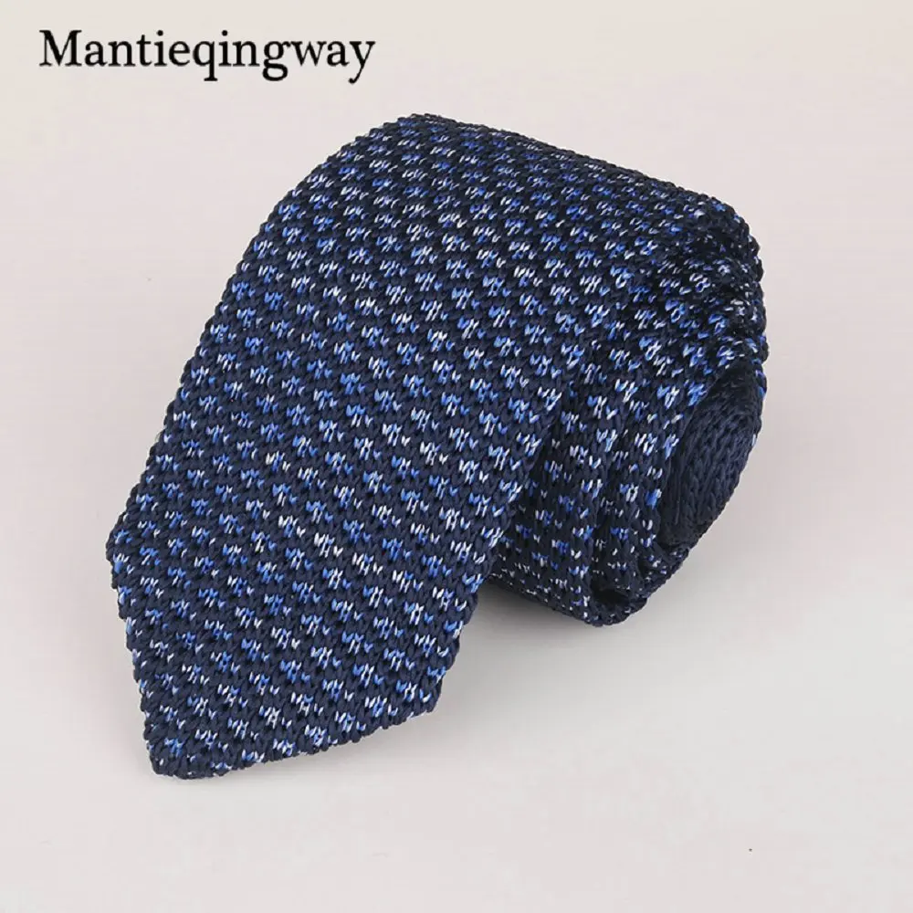 086 Mantieqingway 6 см Вязаные Галстуки для мужчин s деловой костюм галстук сплошной цвет обтягивающий мужской тканый галстук - Цвет: 086