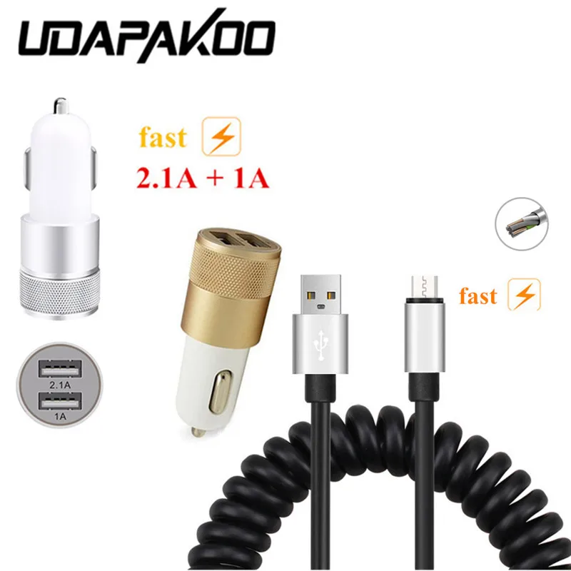 Эластичные тянущиеся Пружинные шнуры micro USB для передачи данных 2 порта usb