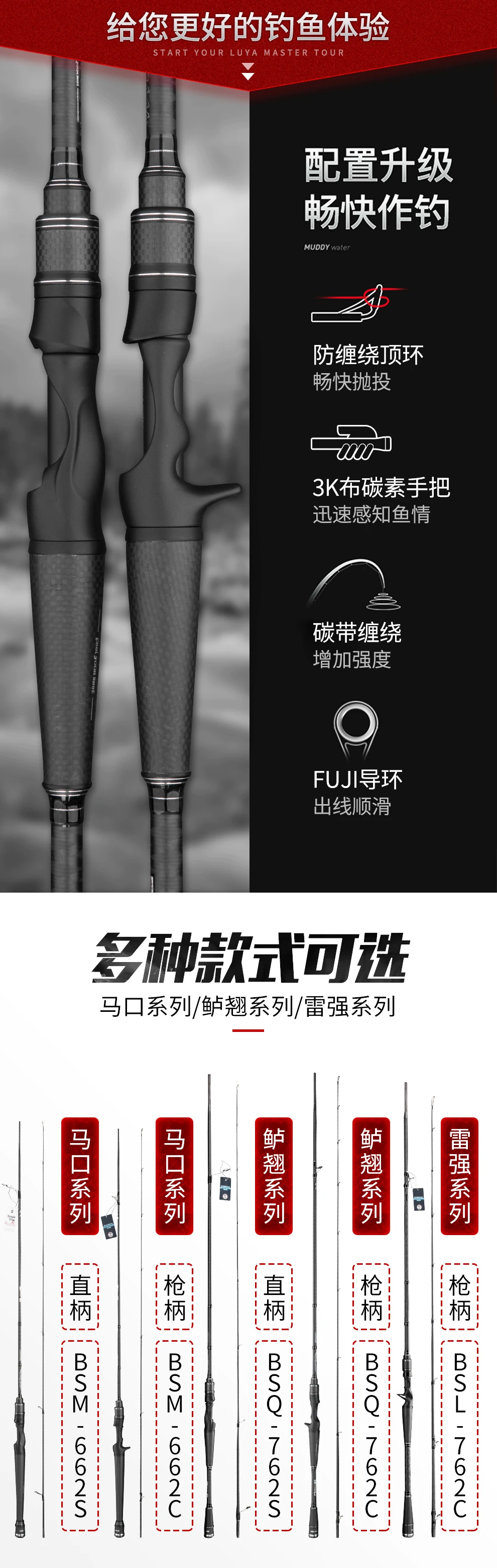 Lurekiller Yuanwei высокоуглеродистая басовая удочка, удочка для форели, 1,98 м/2,28 м, Спиннинг/литье, удочка, углеродная ручка