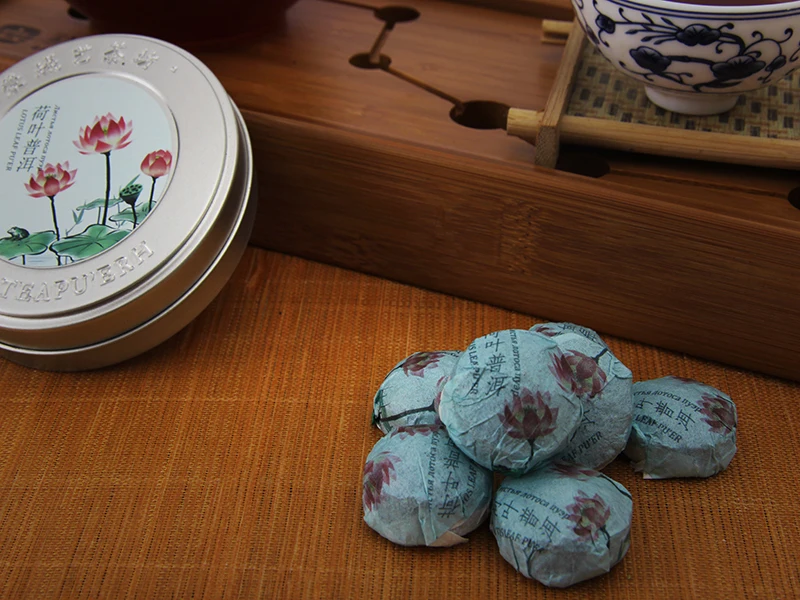 puer tea New Arrival Top Quality Mini Box Compressed Tea Chinese Authentic Lotus Leaf Fragrance 1box=7pieces BKTH002 |