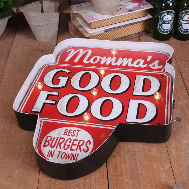 Momma's Good Food светодиодный металлический знак лучшие гамбургеры винтажный