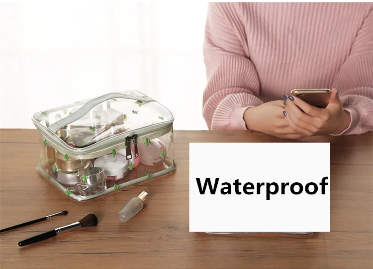PVC Transparent Waterproof Cosmetic Toiletry Bag Women Travel Necessary Clear Make up Pouch Beauty Vanity Wash Organizer Cases