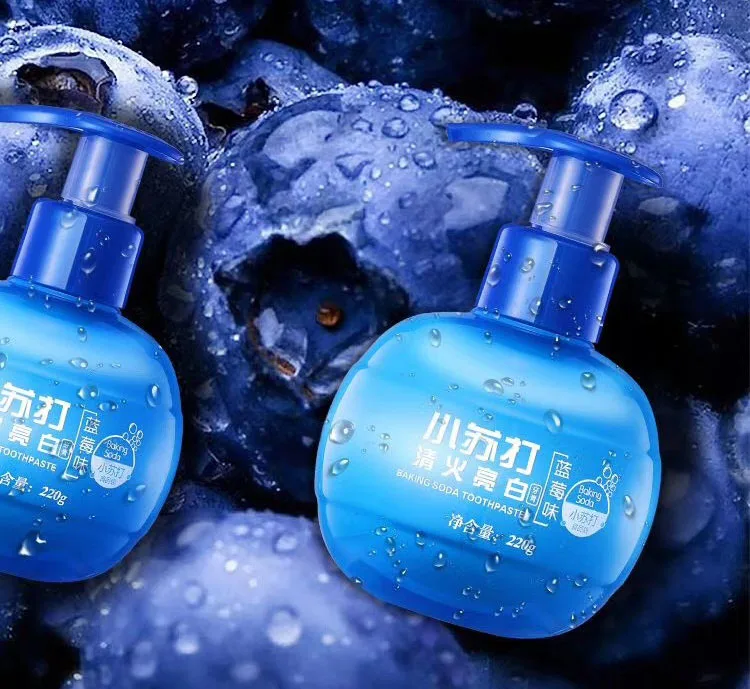 Blueberry 220 г пищевая Сода отбеливающая зубная паста для отбеливания зубов удаление пятен борьба с кровотечением Десен Зубная паста уход за полостью рта свежее дыхание - Цвет: Blueberry