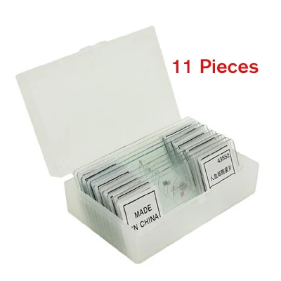 11 pieces Китайский/английский этикетки Животные, насекомые и растения 11/25/50/91 штук образец готов стекло предметное стекло для микроскопа школьные биологические лаборатории - Цвет: 11 pieces