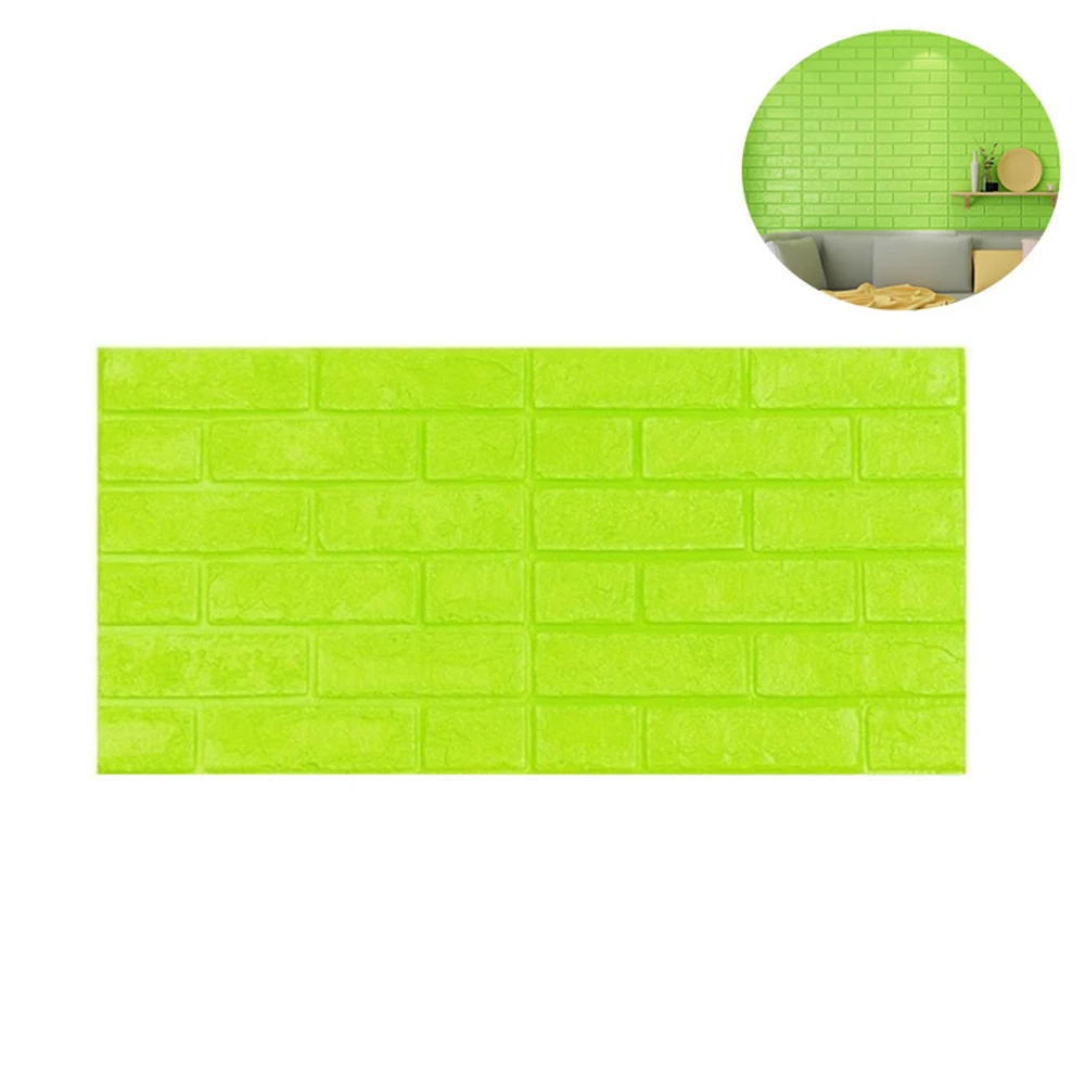 Grass green 3D кирпичная текстурированная настенная наклейка, настенные панели, наклейки, самоклеющиеся водонепроницаемые обои из пены для ТВ, дивана, фона, художественный декор стен - Цвет: Grass green