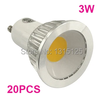 20pcs Sale Led Lamp GU10 Spotlight 3W High Power Epistar Chip 110V-220V with Multifaceted Fens Reflector + free shipping