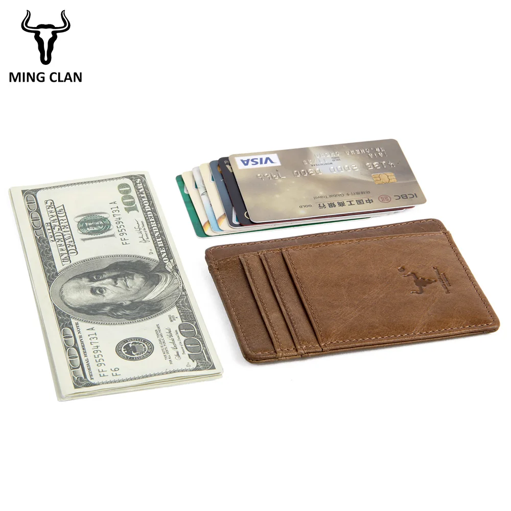 MingClan Genuine Leather Unisex Business Card Holder Wallet Bank Credit Card Case ID Holders Women Purse Card Holder Porte Carte