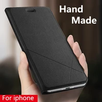 hand made for apple iphone 11 xs xr max x 8 plus 7 plus 6 6s plus pu leather case for 5 5s se flip cover card slot stand