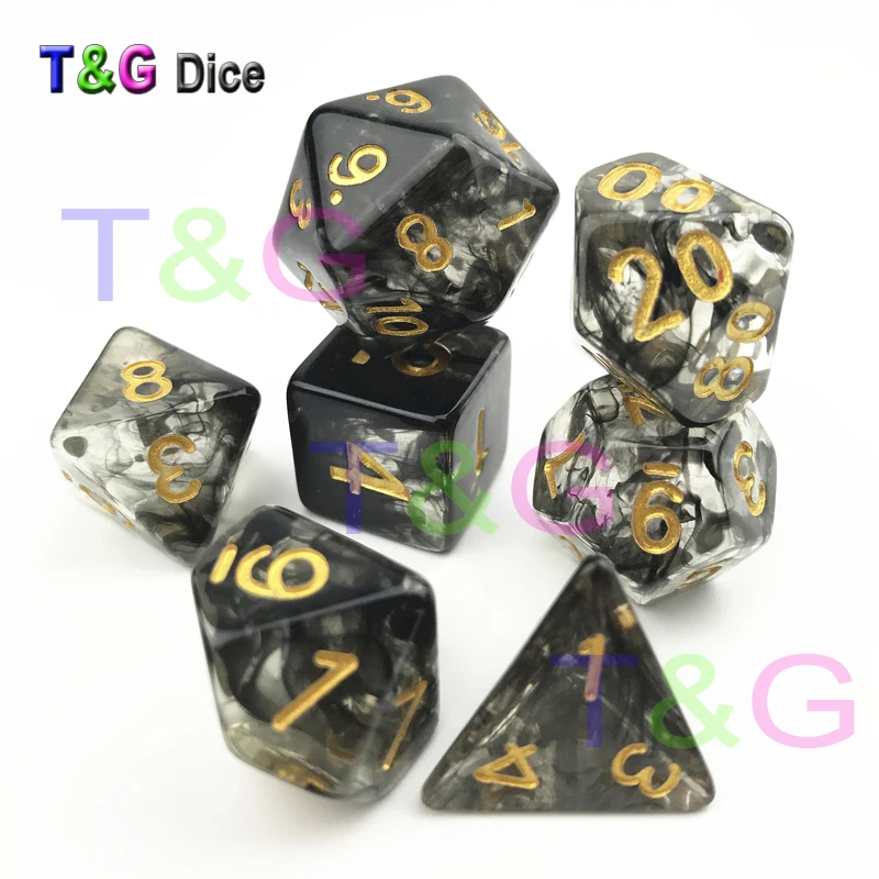 Совершенно новые кости многогранные Туманность Набор из 7 для D& d игры плюс сумка игра кости подарок