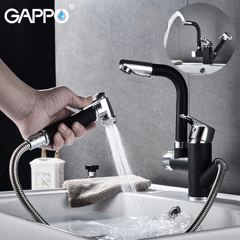Смесители для раковины Gappo черный выдвижной кран ванной комнаты крепление на