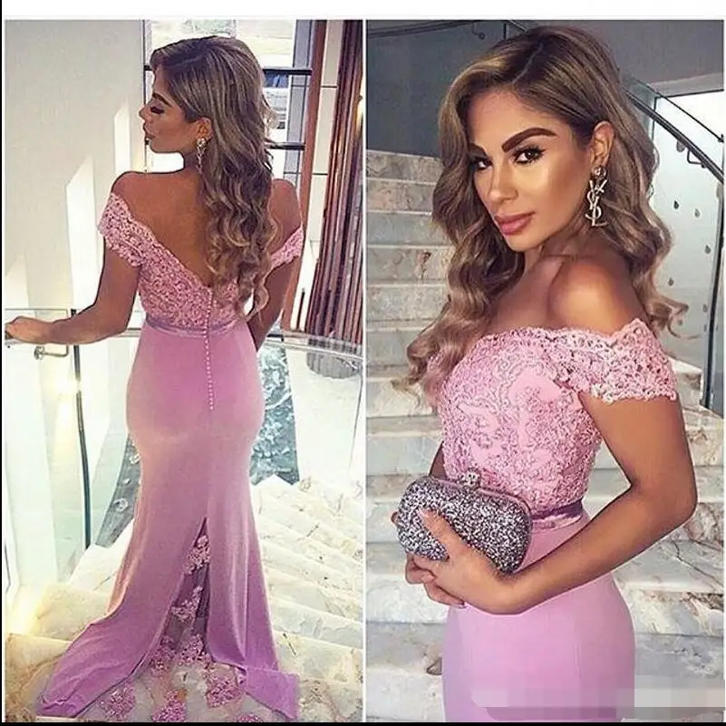 Женское вечернее платье-русалка сиреневое длинное платье с открытыми плечами