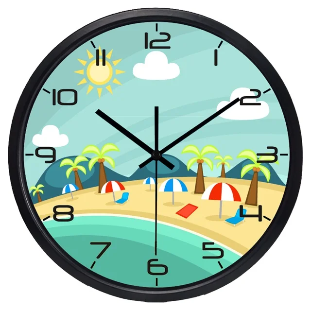 2017 лодка река праздник квартира Дома Офиса настенные часы Красочные Decrotive пляж