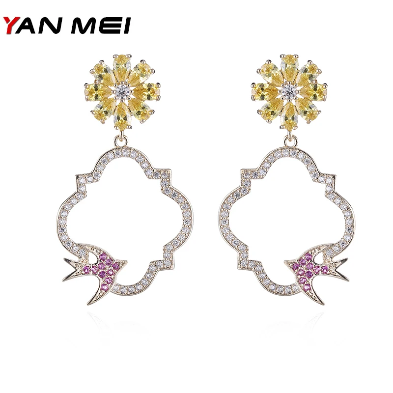 

Женские серьги-гвоздики в виде птиц и цветов, YME7708