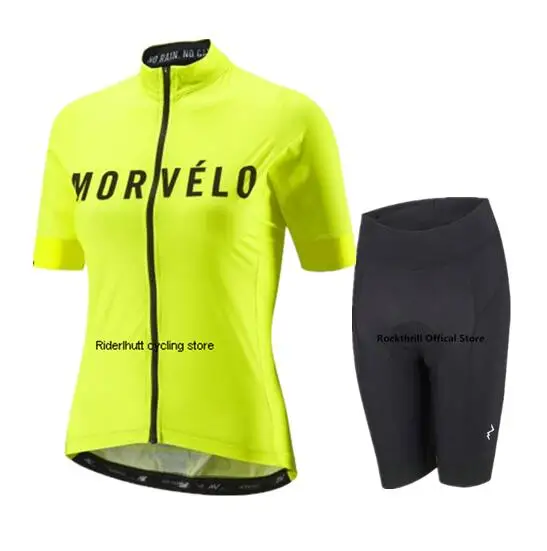 Женский комплект для велоспорта Morvelo из Джерси с коротким рукавом и шорт mtb