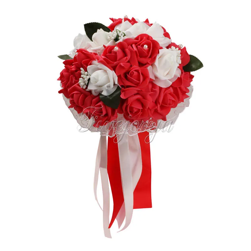 Букет из искусственных шелковых роз Свадебный букет невесты с натуральным