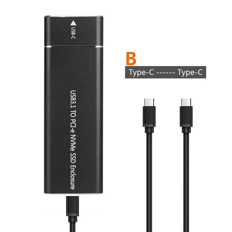 Black C-C Cable Диск PCIe SSD USB3.1 Тип C M.2 M ключ NVMe PCI-E кабель для подключения жесткого диска Корпус чехол 10 Гбит/с 2280 корпус для жесткого диска переносной бокс твердотельный накопитель коробка - Цвет: Black C-C Cable