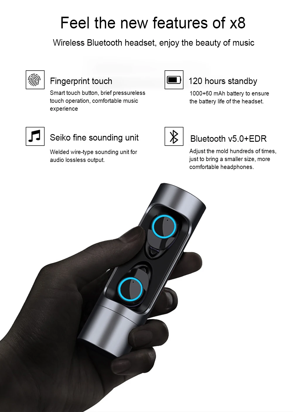 Беспроводные наушники Nasin Touch TWS X8 Bluetooth 5,0, водонепроницаемые наушники IPX7, гарнитура с зарядным устройством для Xiaomi IPhone huawei