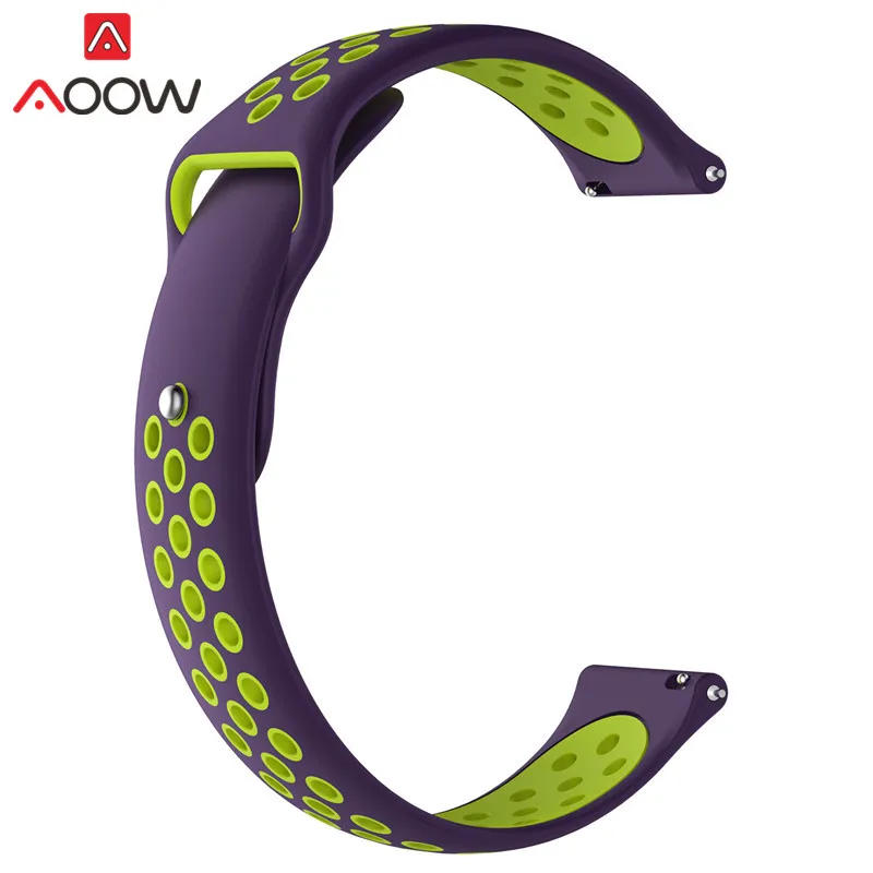 Purple Lime 20 мм силиконовый ремешок для часов samsung Galaxy Watch Active 42 мм gear S2 классический Huami Amazfit BIP huawei watch 2 спортивный ремешок - Цвет ремешка: Purple Lime