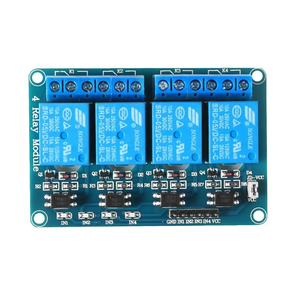 4 канала DC 5 В релейный модуль с оптомуфтой для Arduino UNO R3 MEGA 2560 1280 DSP ARM PIC AVR STM32 Raspberry
