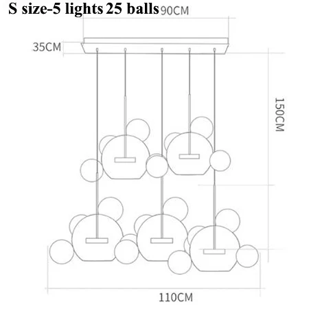 S size-25 ball long Современные светодиодные люстры с Микки Маусом, освещение для столовой, матовые стеклянные пузырьки, светодиодная Люстра для гостиной, медные металлические подвесные светильники - Цвет абажура: S size-25 ball long