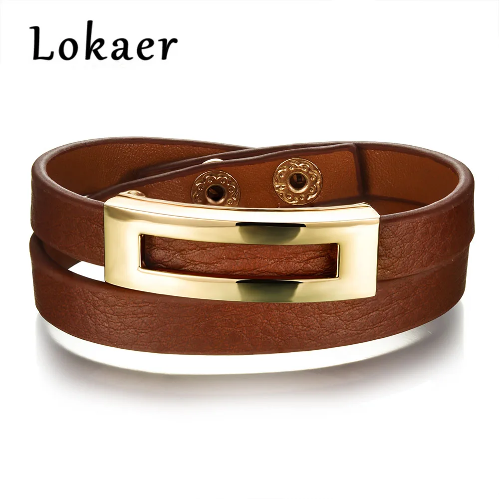 Lokaer Ретро Леопардовый двухслойный регулируемый кожаный браслет классический черный/коричневый/леопардовый браслет ювелирные изделия LPH1005