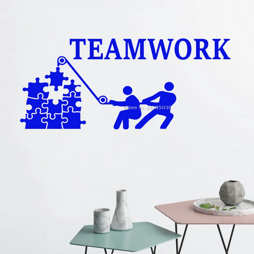 Teamwork Murals Wall Decal For Office Decor Team Work Idea Inspiration Vinyl Poster Sticker Removable Wandaufkleber LC1161 | Дом и сад