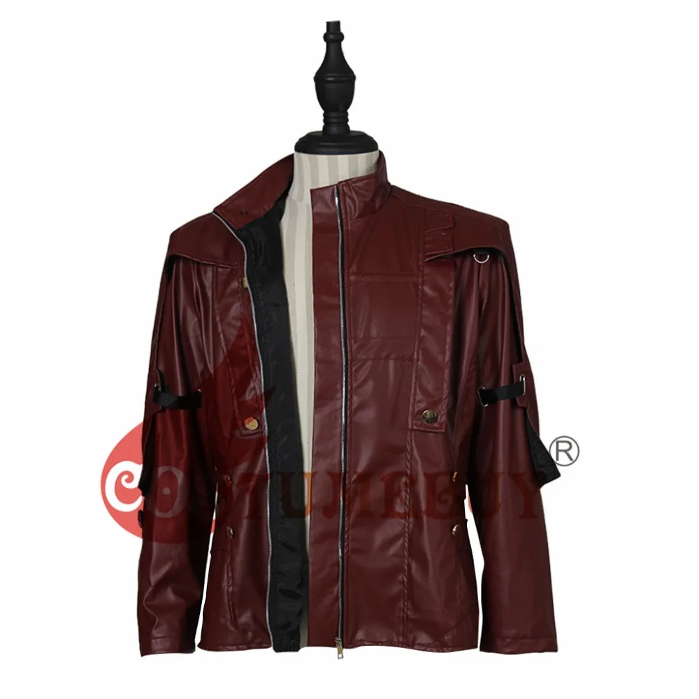 CostumeBuy стражи Галактики Косплей звезда-Лорд Питер Квилл красная куртка мужской костюм на Хэллоуин искусственная кожа короткая куртка пальто