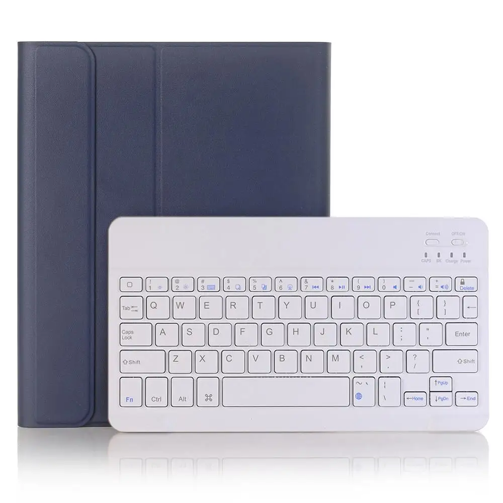 Blue with White Для iPad чехол с клавиатурой и карандашом для iPad 9,7 5th 6th Generation Air 1 2 Русский Испанский чехол для клавиатуры - Цвет: Blue with White