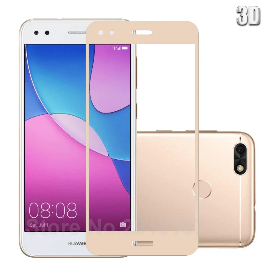 Gold 3D Полностью покрывающее закаленное Стекло для huawei Y6 Pro Nova Lite Экран защитная пленка Enjoy 7 P9 Lite Mini SLA-L22 SLA-AL00 SLA-TL10 - Цвет: Gold 3D