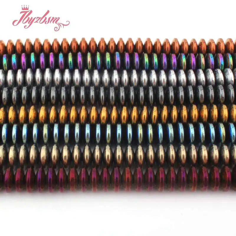 3x8mm Smooth Rondelle Shape Bead Hematite No Magnetic Natural Stone Beads For Necklace Bracelet Jewelry Making 15&quot Free Shipping |