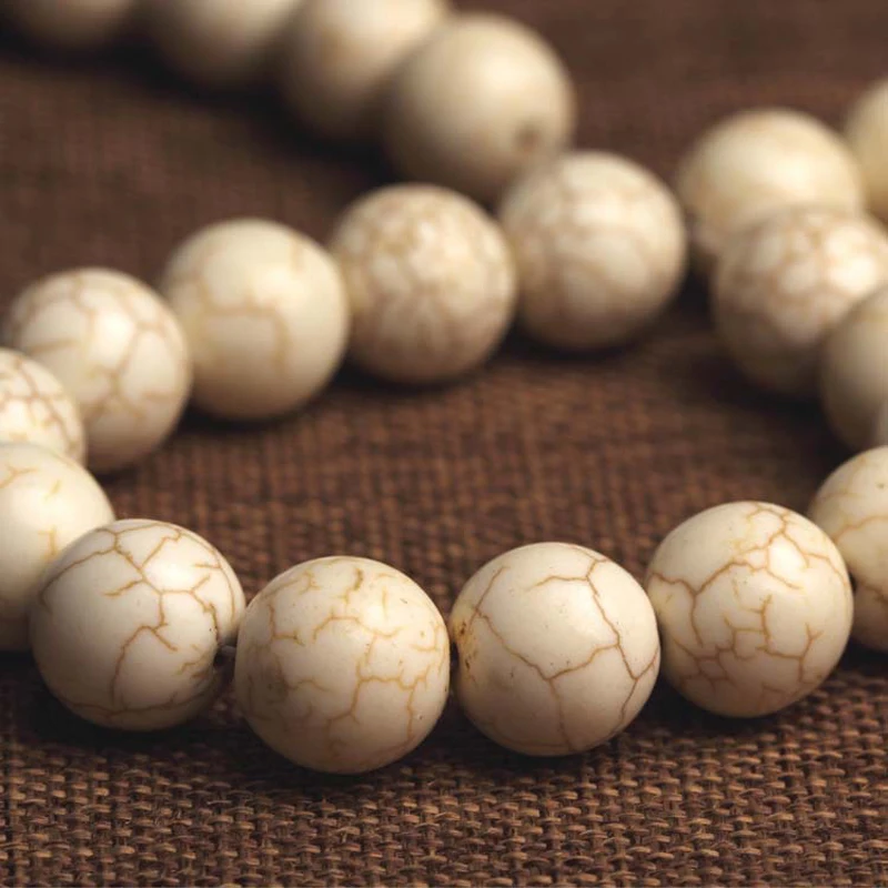 Бусины Из Натурального белого бирюзы Howlite круглые свободные бусины из