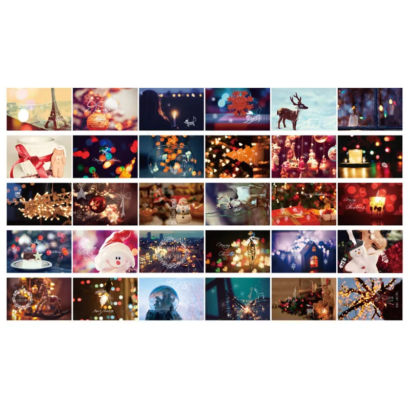 30 шт./кор. Рождественский теплый светильник серия светящихся бумажных открыток