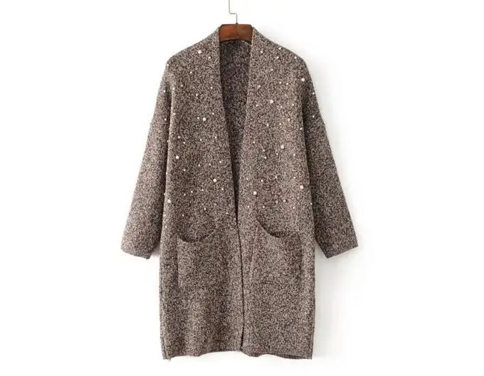 A16 модный длинный свитер с жемчужным украшением кардиган|long sweaters cardigan|sweater