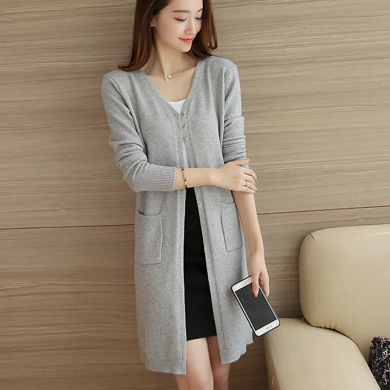 Women Long Sweater Cardigan Fashion Autumn Winter Sleeve Loose Thick Knitted Sweaters Coats Pull Femme |