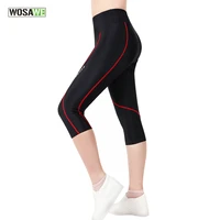 wosawe female ladies girls cycling pant 3d padded bike shorts downhill bicycle tights 34 pants sports riding trousers spandex