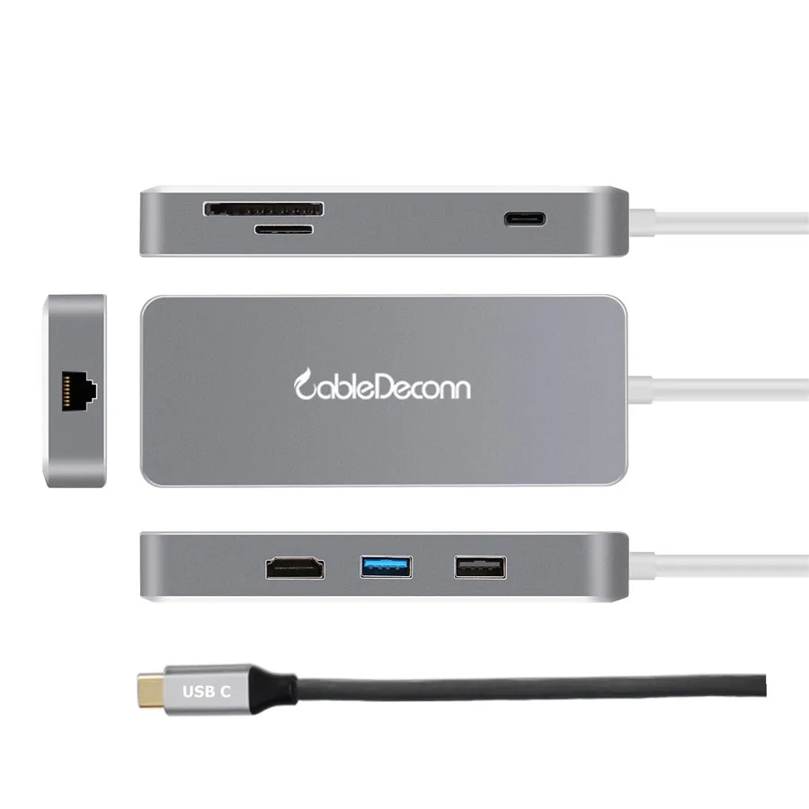 Thunderbolt 3 USB C концентратор HDMI RJ45 lan адаптер многопортовая док станция 0 Type зарядный
