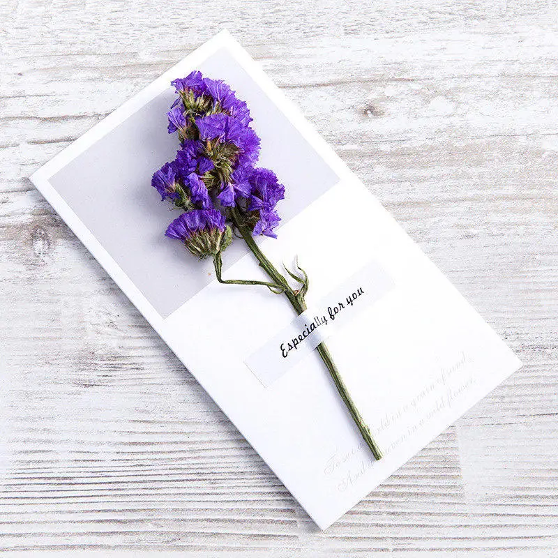 9 Gift Creative Dried Flowers+Papercard Folding Type 10PC Greeting Cards Christmas Birthday Party Wedding DIY Blessing Invitation - Цвет: 9